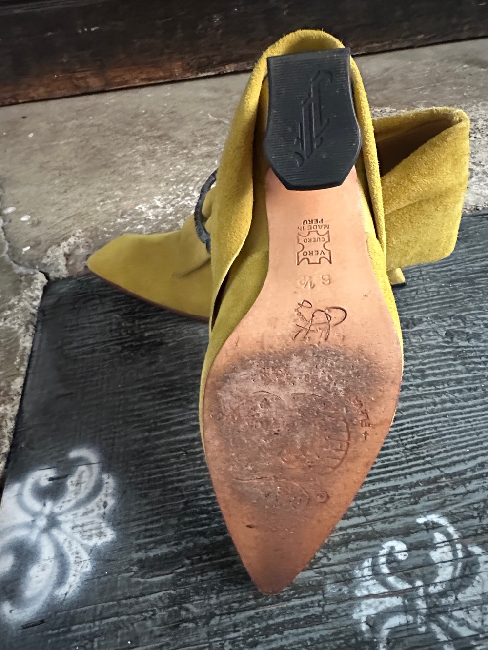 Fluevog Juliette Suede Pointed Toe Heels with Decorative Buckle. - Picture 8 of 10